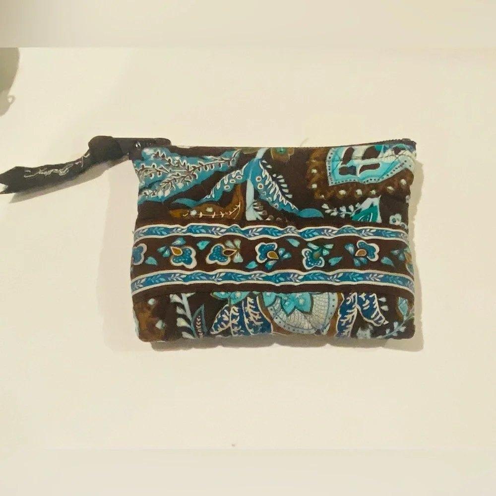 Vera Bradley Blue and Brown Patterned Cottagecore Boho Clutch Earthy Hippie
